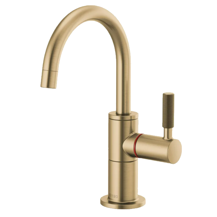 Litze Instant Hot Faucet w/Arc Spout & Knurl Hndl in Luxe Gold