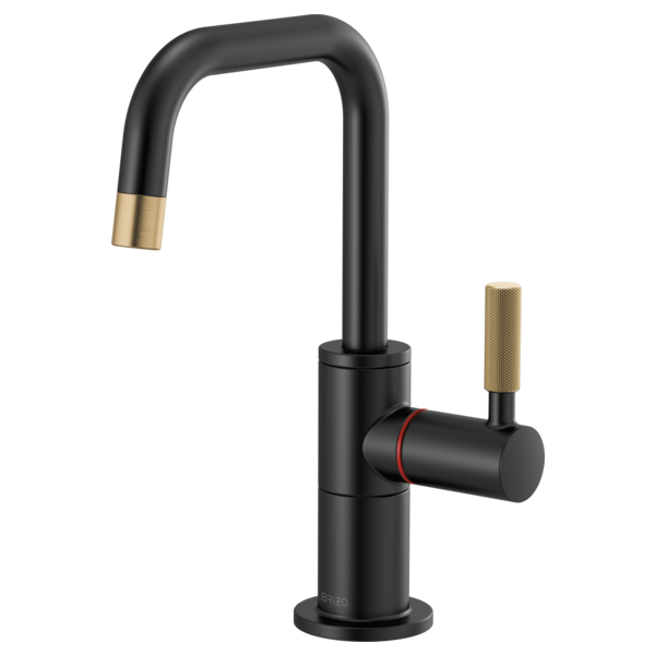 Litze Instant Hot Faucet w/Sq Spout & Knurl Hndl in Black/Gold