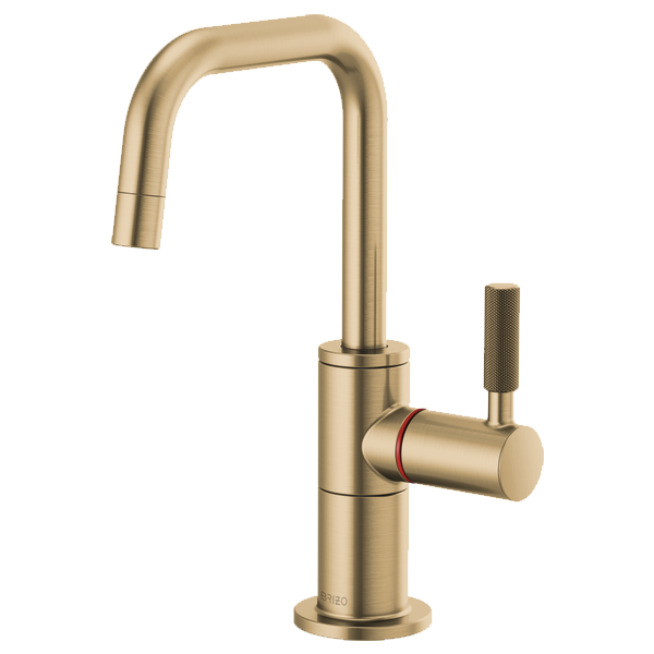 Litze Instant Hot Faucet w/Sq Spout & Knurl Hndl in Luxe Gold