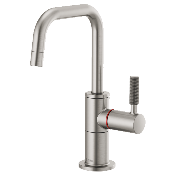 Litze Instant Hot Faucet w/Sq Spout & Knurl Hndl in Stainless