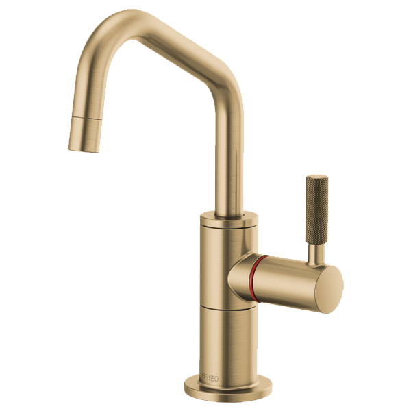 Litze Instant Hot Faucet w/Angle Spout & Knurl Hndl in Luxe Gold