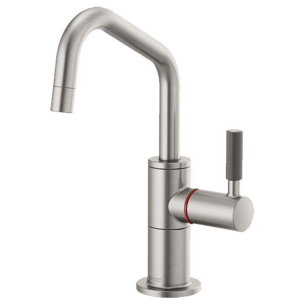 Litze Instant Hot Faucet w/Angle Spout & Knurl Hndl in Stainless