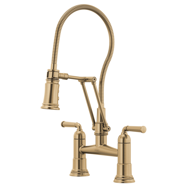 Rook Articulation Bridge Faucet w/Finished Hose in Gold Luxe