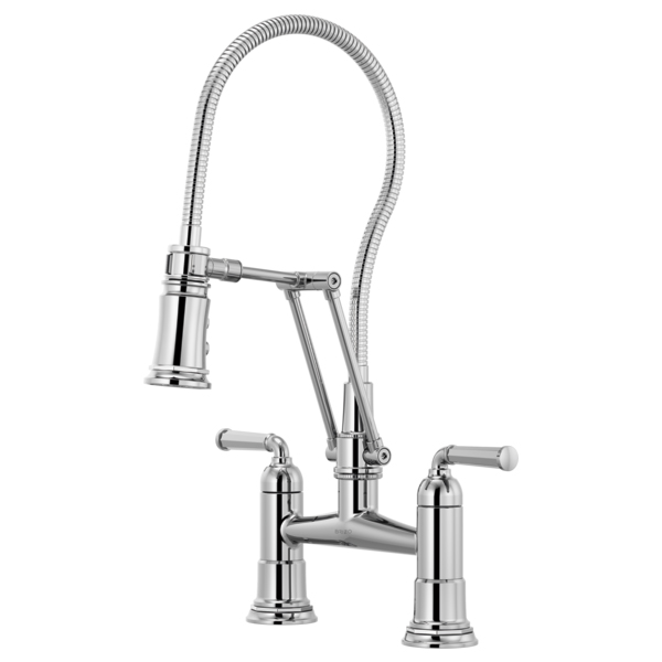 Rook Articulation Bridge Faucet w/Finished Hose in Chrome