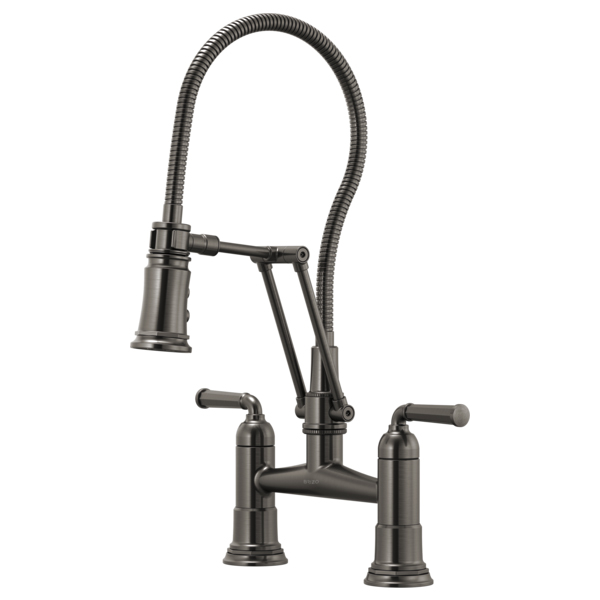 Rook Articulation Bridge Faucet w/Finished Hose in Luxe Steel
