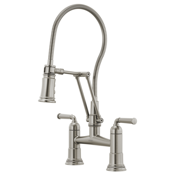Rook Articulation Bridge Faucet w/Finished Hose in Stainless