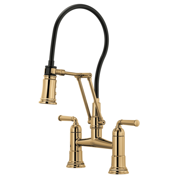 Rook Articulation Bridge Faucet in Polished Gold