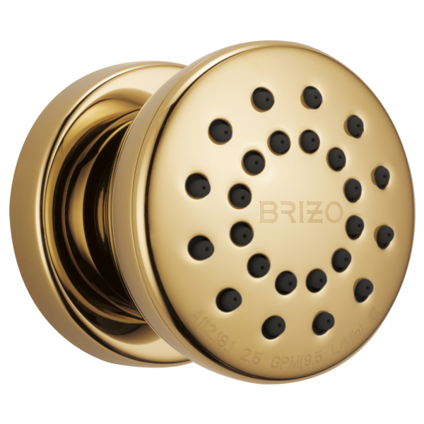 Brizo Essential Surface Mount Round Body Spray In Polished Gold