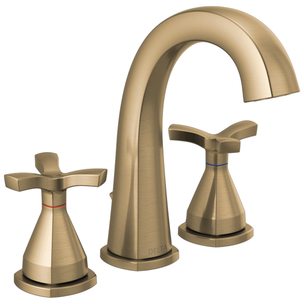 Stryke Widespread Lav Faucet w/Helo Hdls & Drn in Champagne Brz