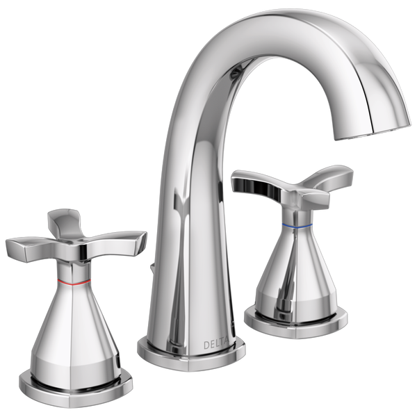Stryke Widespread Lav Faucet w/Helo Hdls & Drn in Chrome
