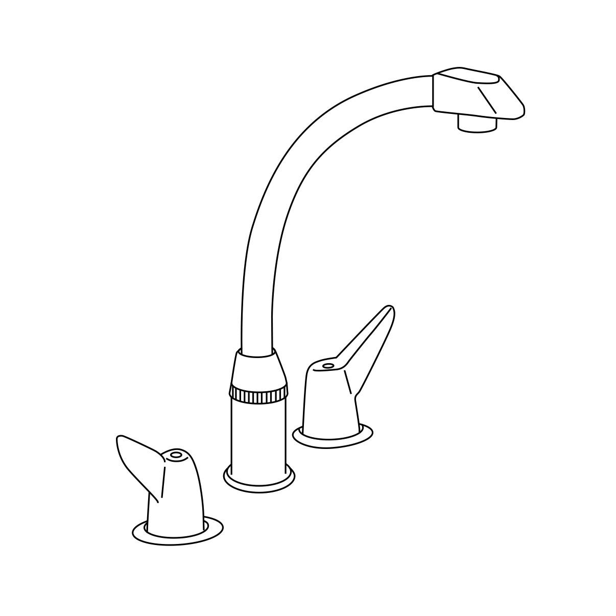 2-Handle Kitchen Faucet w/Arc Spout Chrome