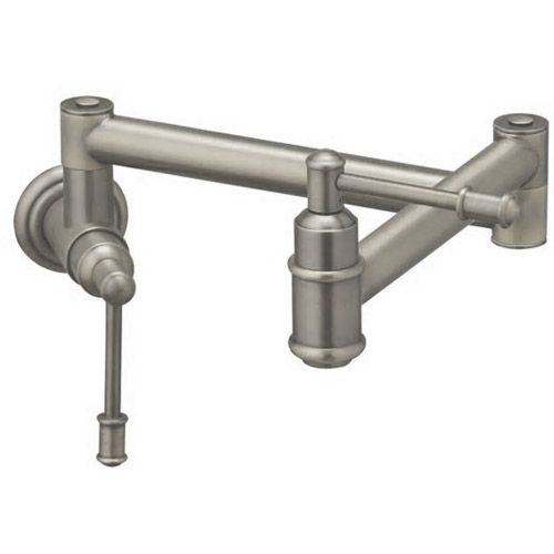 Oldare Wall Single Hole Mount Pot Filler in Brushed Nickel