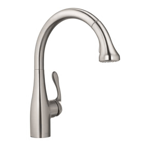 Allegro E Gourmet 1 Hole Pull-Down Kitchen Fct in Steel Optik