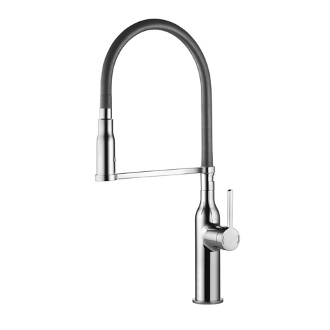 Sin Single Handle Pull-Out Spray High Flex Kitchen Faucet Stainless Steel