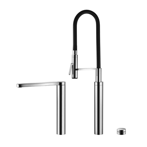 Ono Single Handle Kitchen Faucet w/Touch Light Pro & LED Technology & Side High Flex Pull-Down Spray Chrome