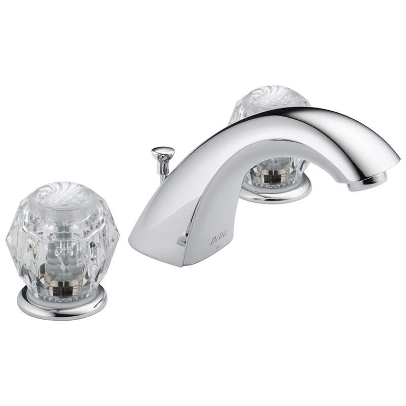 Classic Widespread Lavatory Faucet in Chrome w/Clear Knobs
