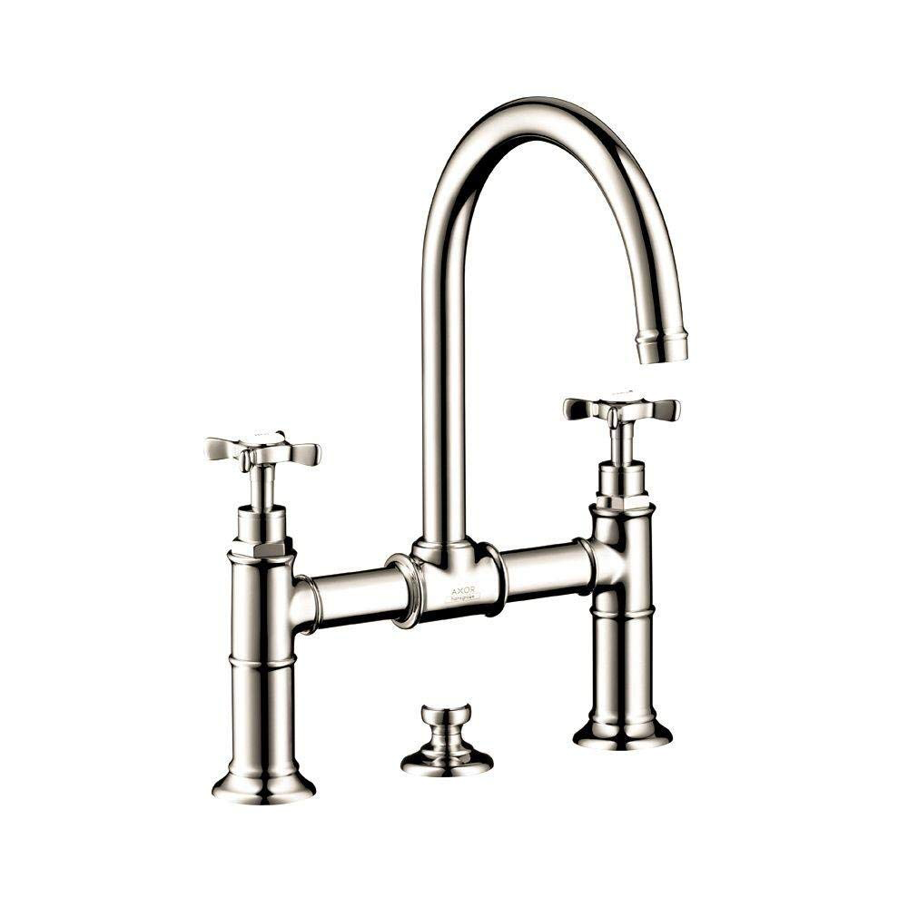 AXOR Montreux Widespread Bridge Lav Faucet 2-Handles In Polished Nickel