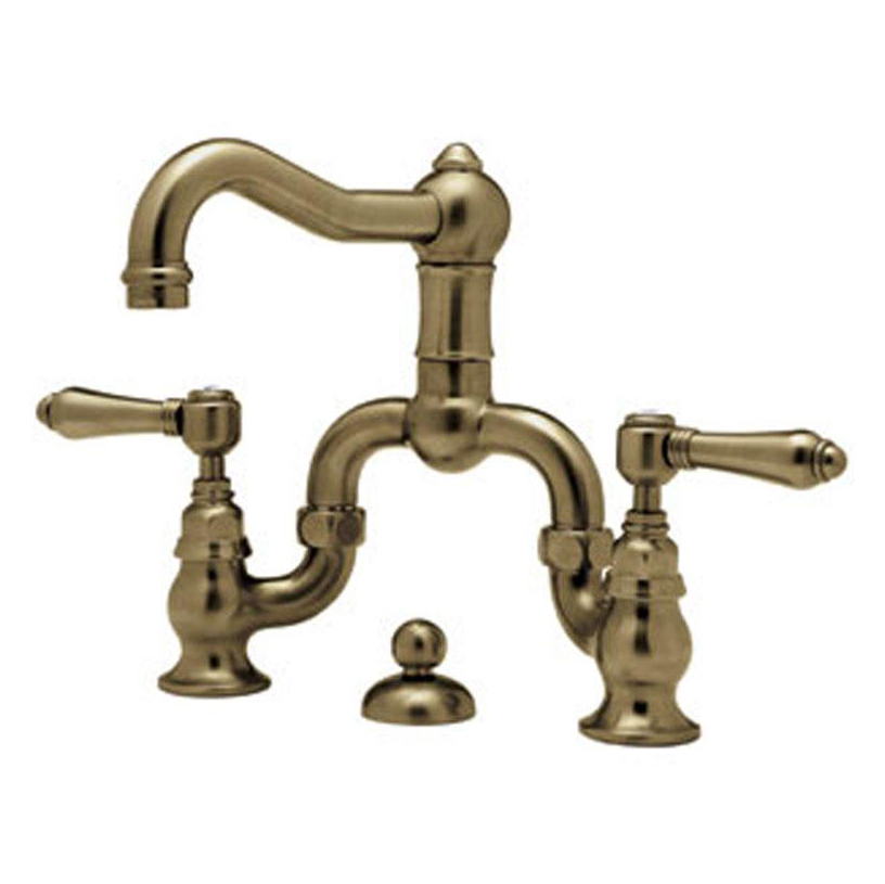 Acqui Deck Mount Bridge Lav Faucet 2-Handles In Tuscan Brass