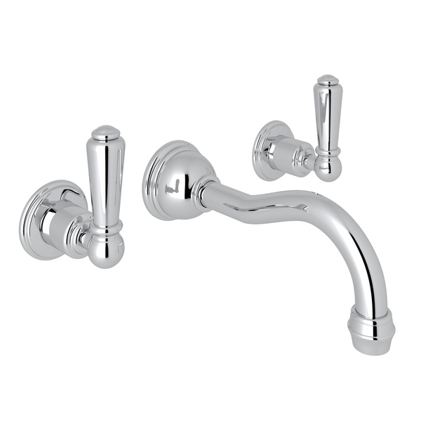 Perrin & Rowe Edwardian Wall Mount Lav Column Spout in Polished Chrome