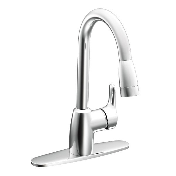 Baystone Single Handle Pull-Down Spray Kitchen Faucet Chrome