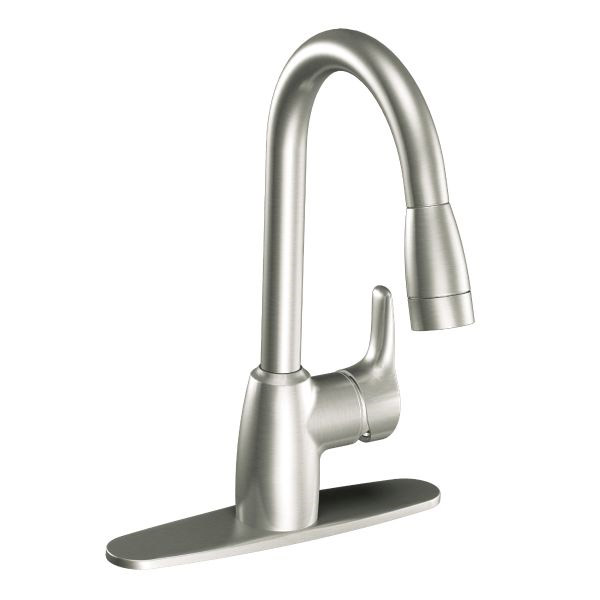 Baystone Single Handle Pull-Down Spray Kitchen Faucet Stainless