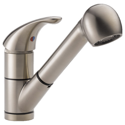 Widespread Pull-Out Kitchen Faucet in Stainless Steel