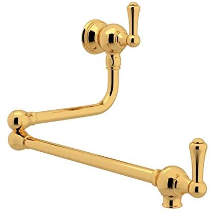 Perrin & Rowe Wall Mount Swing Arm Pot Filler in English Gold