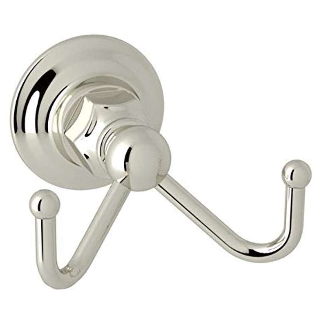 Country Bath Double Robe Hook in Polished Nickel