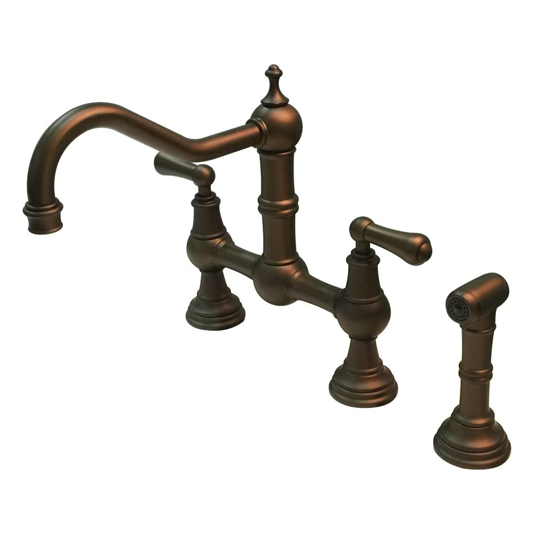 Edwardian Bridge Kitchen Faucet w/Sidespray in English Bronze