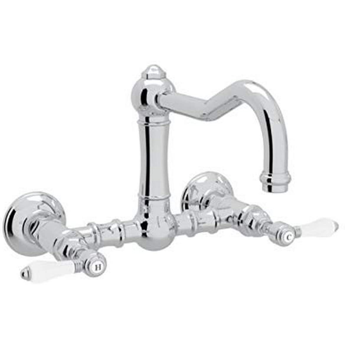 Country Bridge Faucet w/Porcelain Handles in Polished Chrome