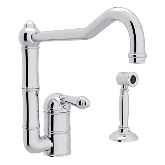 Italian Country Kitchen Faucet in Chrome w/Metal Lever & Spray