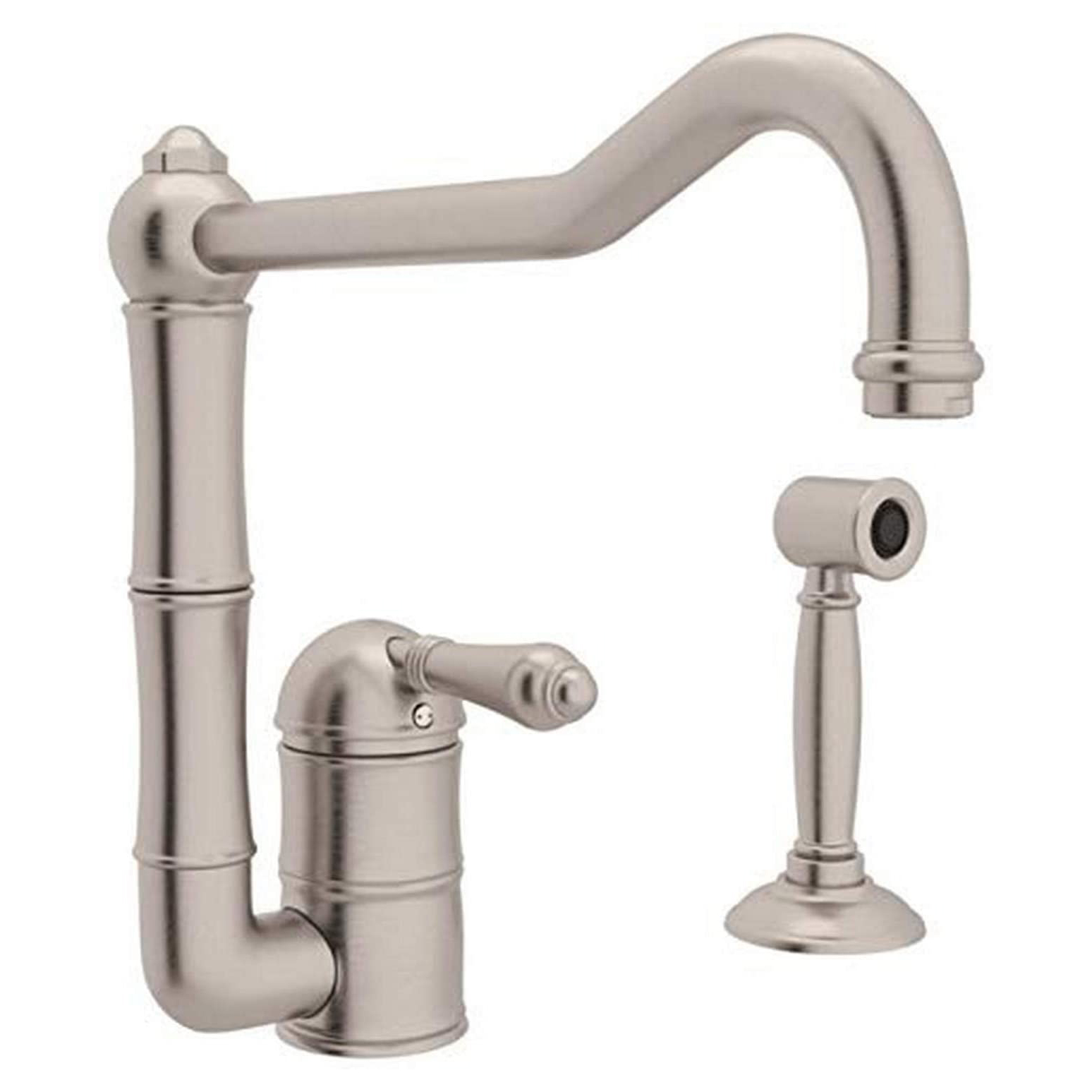 Italian Country Kitchen Faucet in Satin Nickel w/Metal Lever & Spray