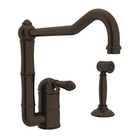 Italian Country Kitchen Faucet in Tuscan Bronze w/Metal Lever & Spray