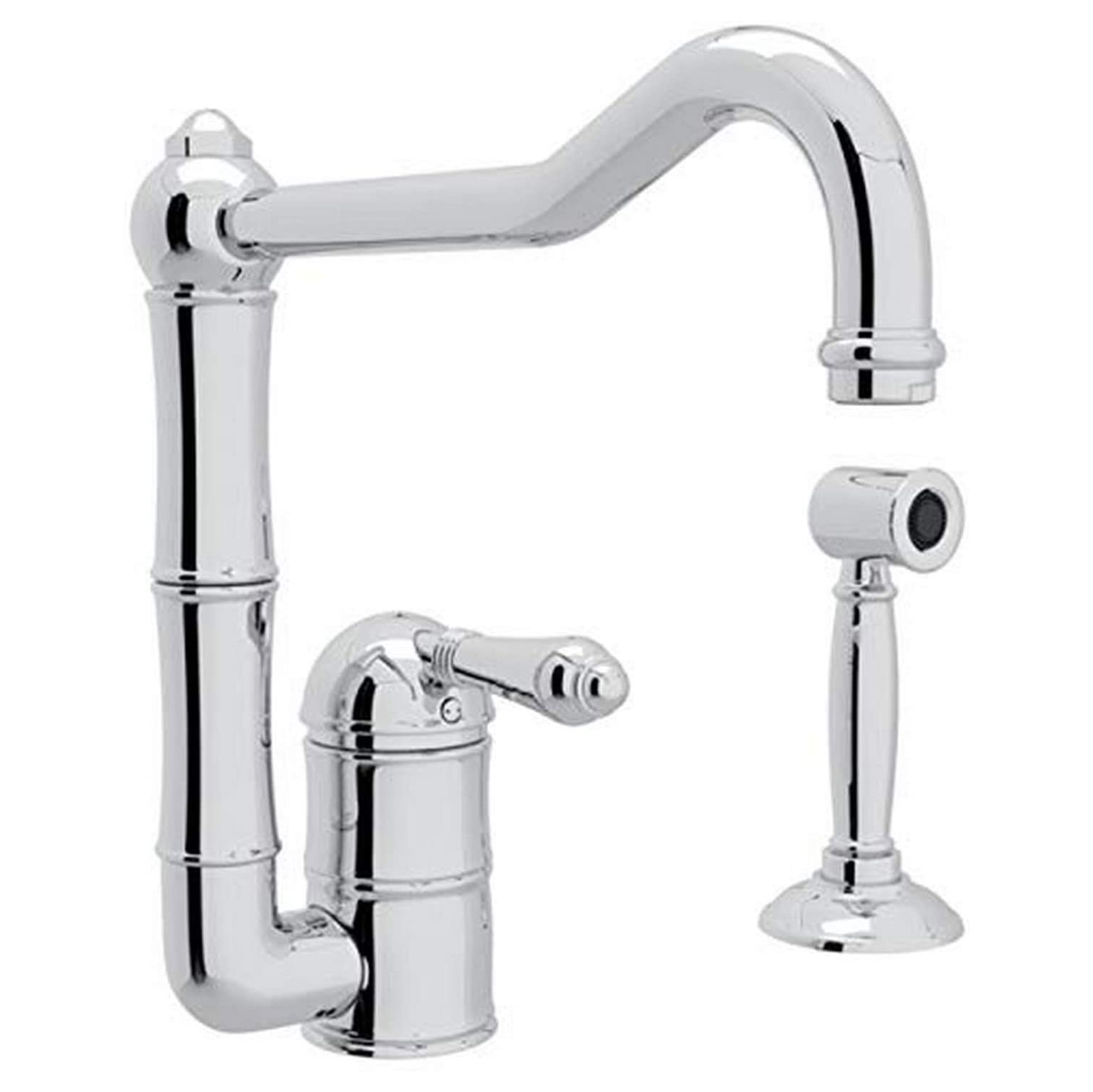 Italian Country Kitchen Faucet in Chrome w/Metal Lever & Spray