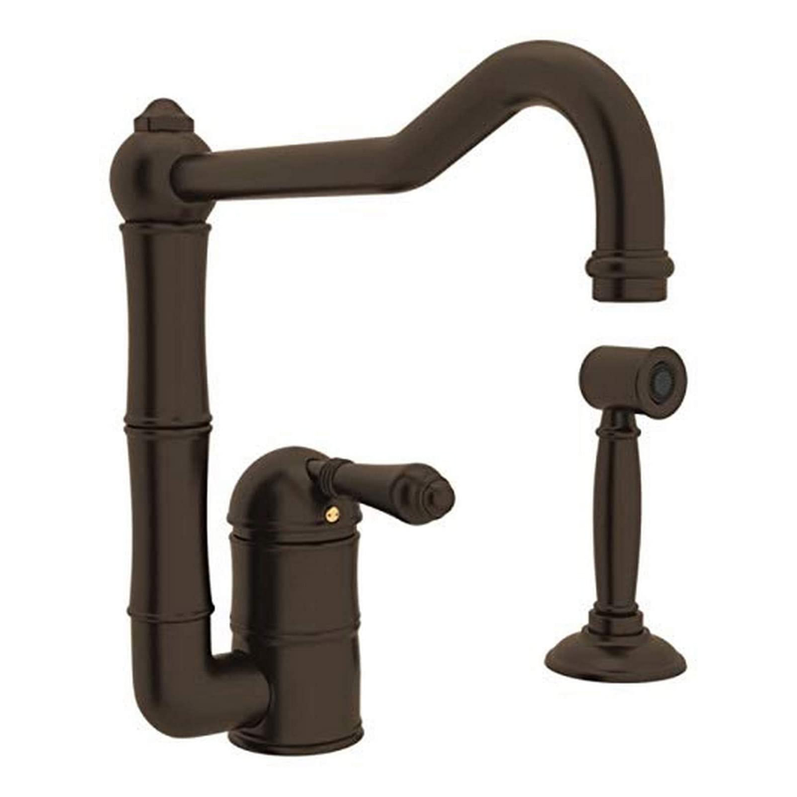 Italian Country Kitchen Faucet in Tuscan Bronze w/Metal Lever & Spray