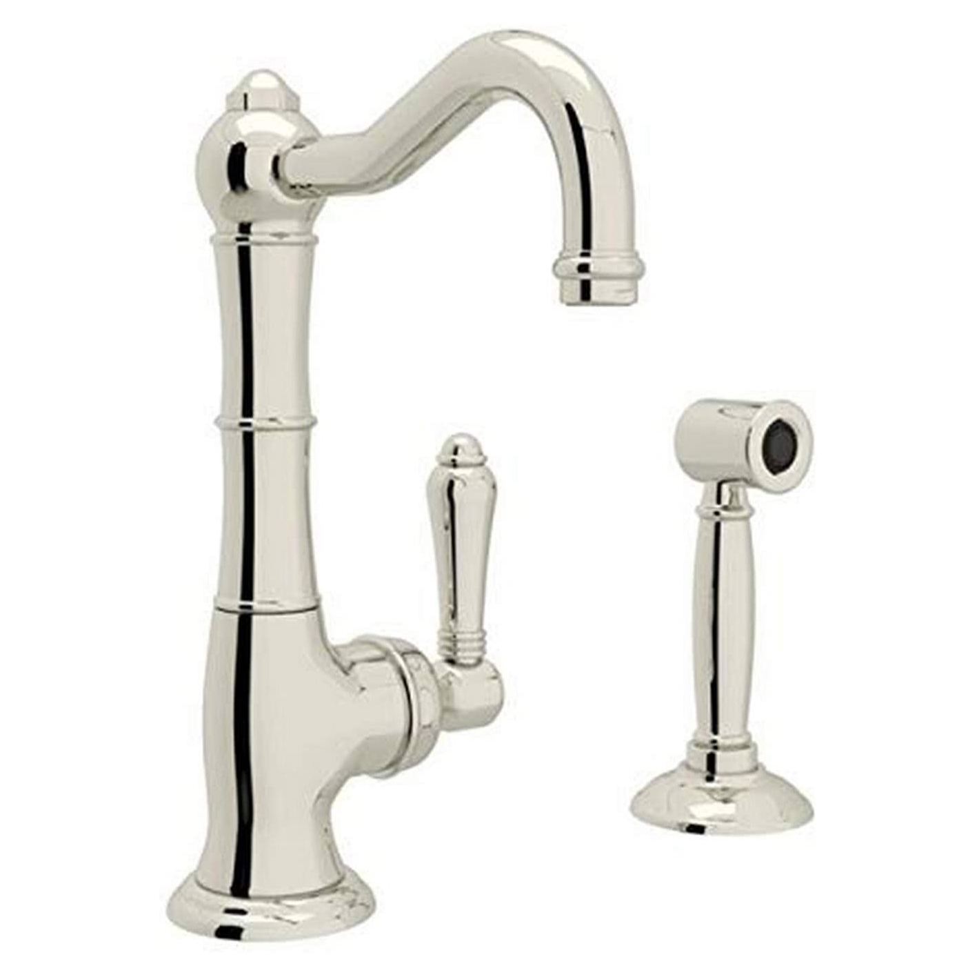 Cinquanta Kitchen Faucet w/Sidespray in Polished Nickel w/Metal Levers