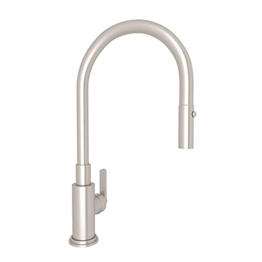 Lombardia Single Hole Pull-Down Kitchen Faucet in Satin Nickel
