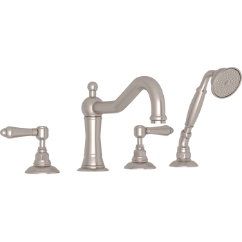 Acqui Wall Mounted Tub Faucet Plus Hand Shower In Satin Nickel