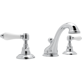Country Widespread Lav Faucet w/Porcelain Levers in Polished Chrome