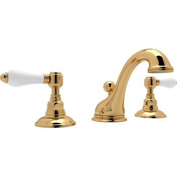 Country Widespread Lav Faucet w/Porcelain Levers in Inca Brass