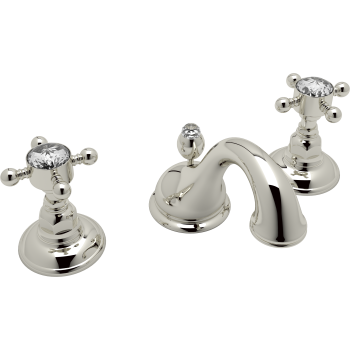 Country Widespread Lav Faucet w/Crystal Cross Handles in Polished Chrome
