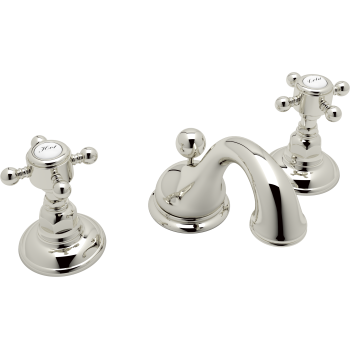 Country Widespread Lav Faucet w/Cross Handles in Polished Nickel