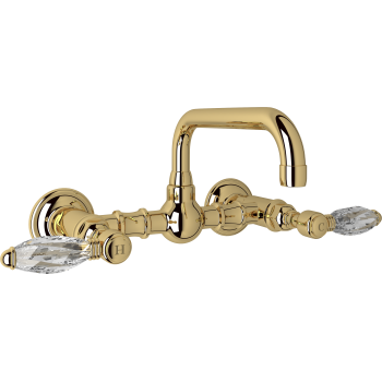 Acqui Wall Mount Bridge Lav Faucet 2-Handles In Italian Brass