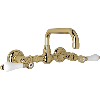 Acqui Wall Mount Bridge Lav Faucet 2-Handles In Italian Brass