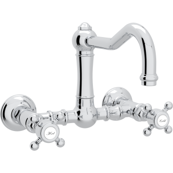 Country Wall Bridge Faucet w/Cross Handles in Polished Chrome