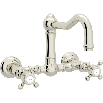 Country Wall Bridge Faucet w/Cross Handles in Polished Nickel