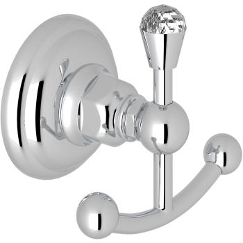 Country Crystal Double Robe Hook in Polished Chrome