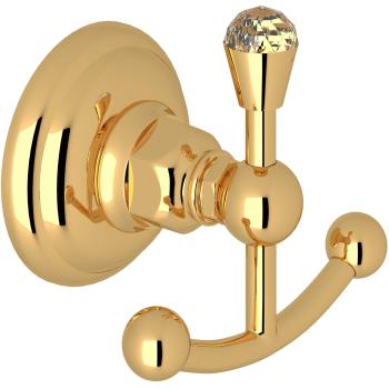 Country Crystal Double Robe Hook in Inca Brass
