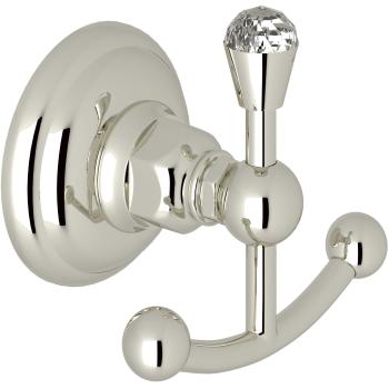 Country Crystal Double Robe Hook in Polished Nickel