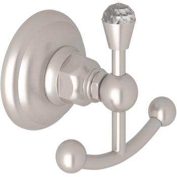 Country Crystal Double Robe Hook in Satin Nickel
